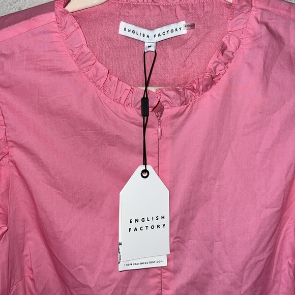 English Factory Front Zip 3/4 Sleeve Mini Dress Size M In Bubble Gum Pink - Picture 8 of 12